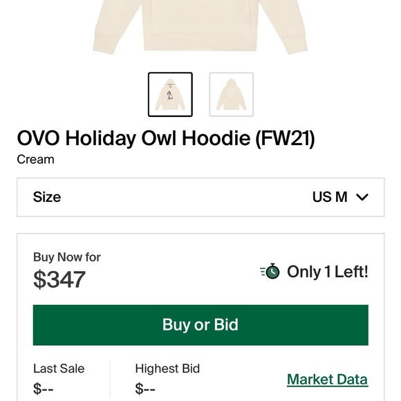 OVO Cream Owl Hoodie - Picture 1 of 3